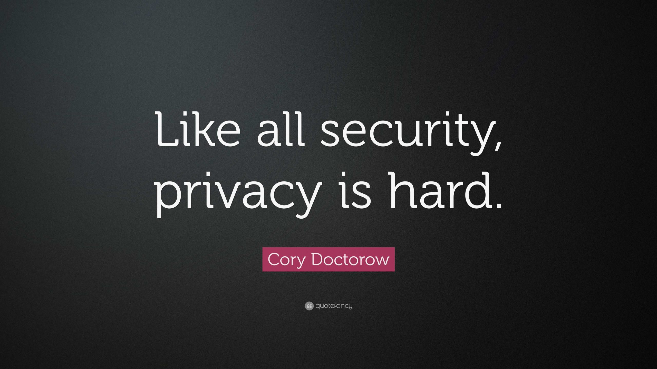 Like All Security, Privacy is Hard – Cory Doctorow